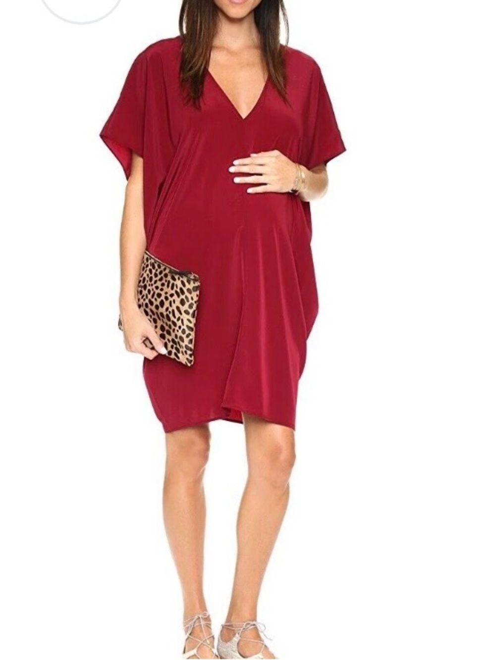 Hatch the relaxed V neck slouch dress in Scarlett red hue One size